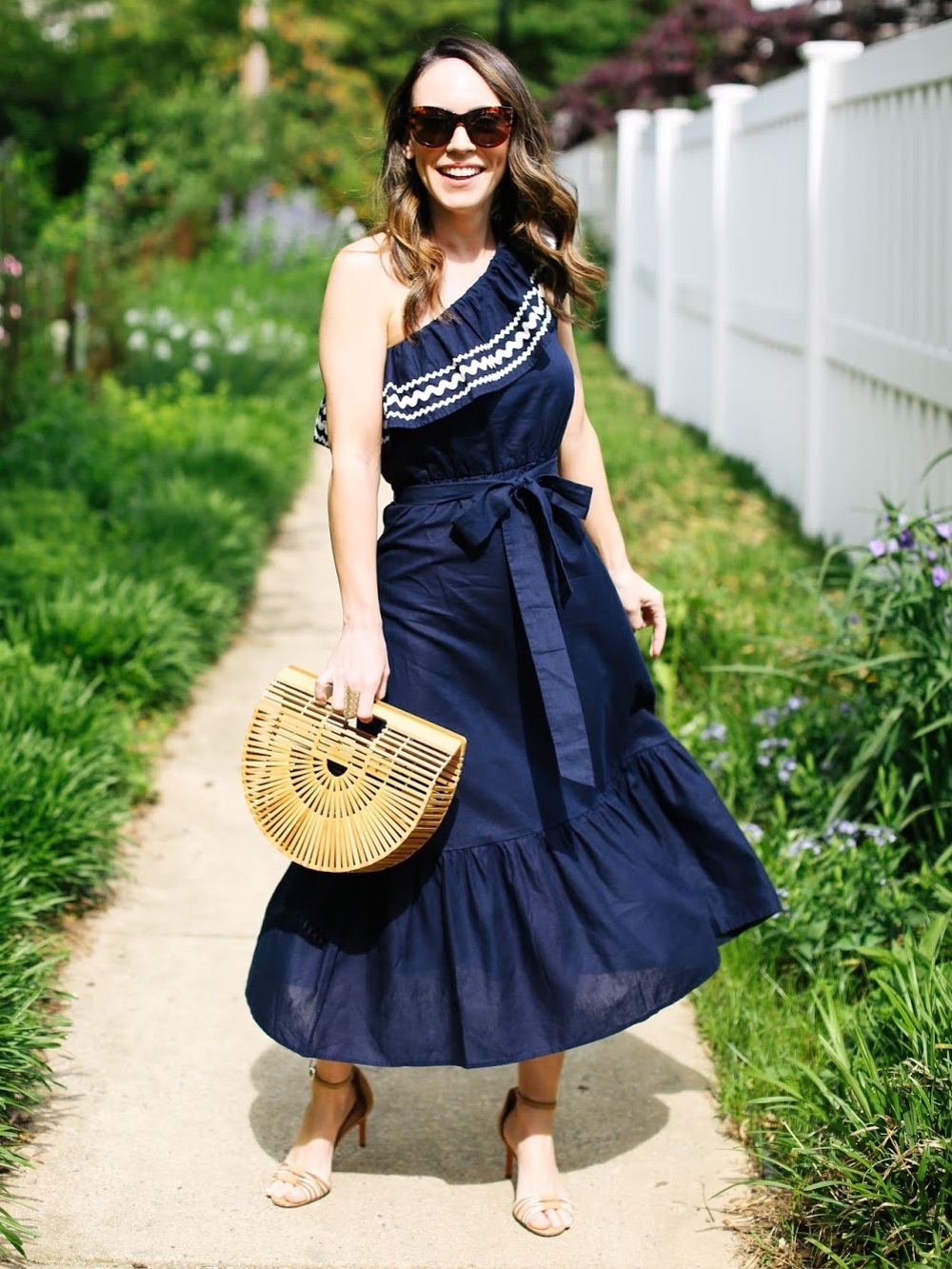 J. Crew navy midi linen/cotton dress Sz M